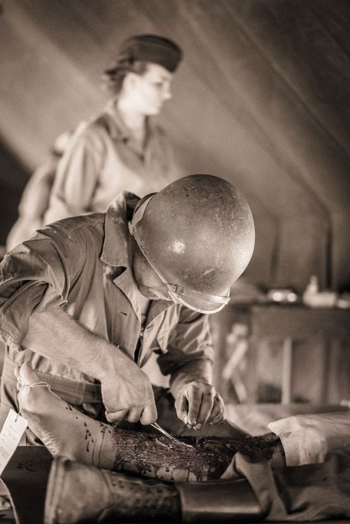 Reconstitution d’un hôpital de campagne américain de 1944