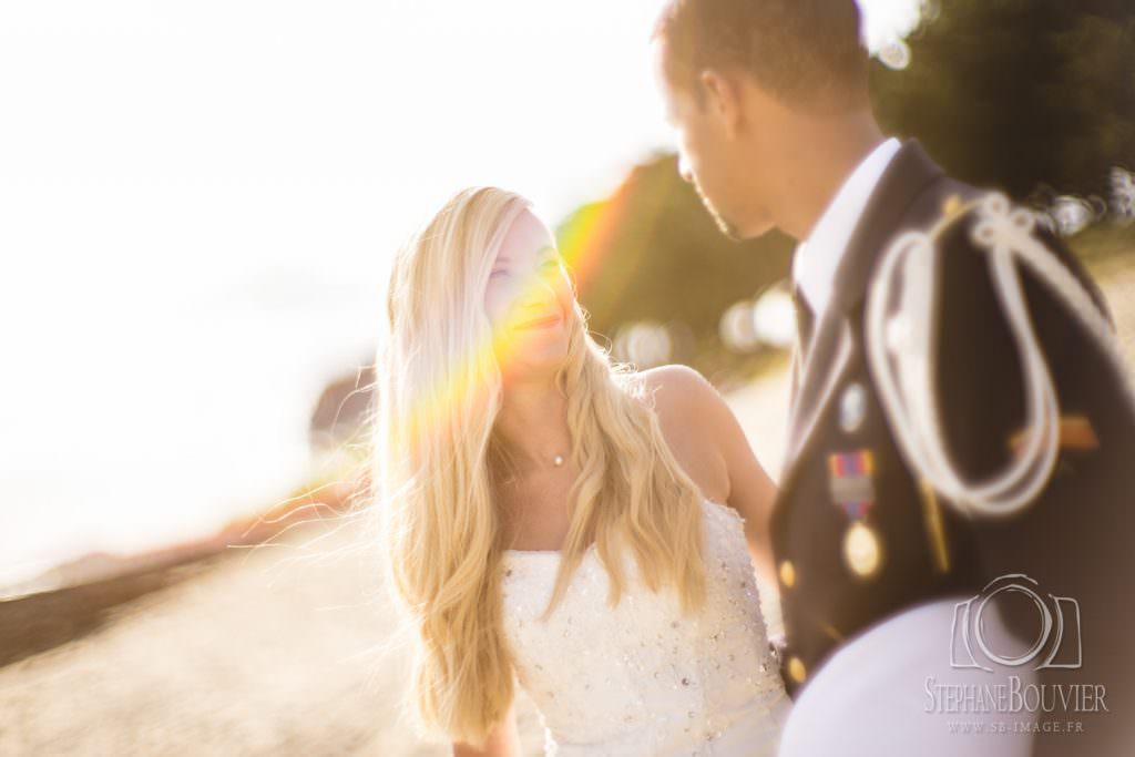 Mariage, photo de couple, flare