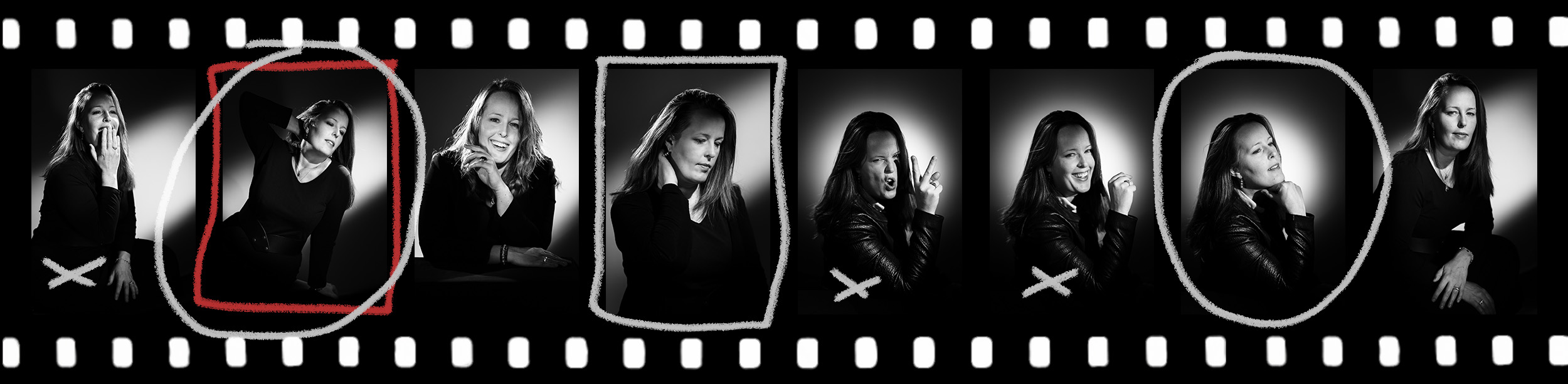 Pellicule portraits studio de cinéma avec sélections